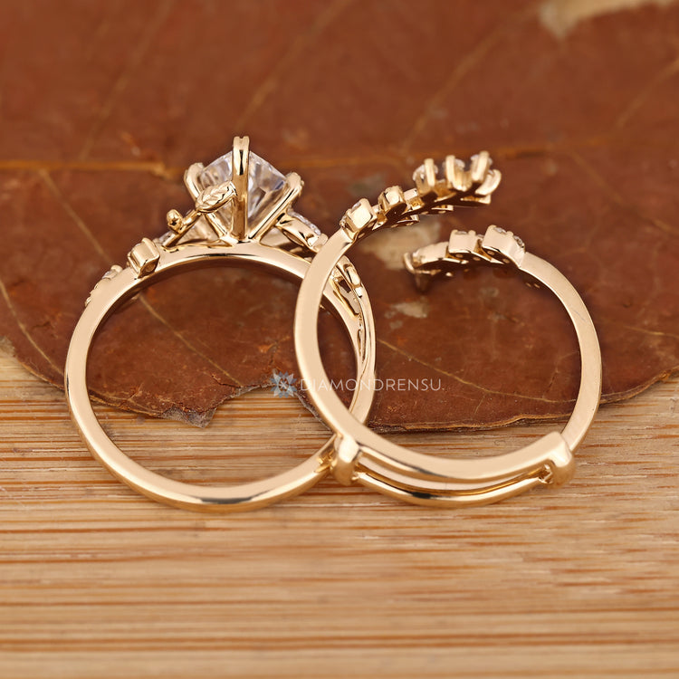 Dutch marquise bridal set by Diamondrensu with an open gap.