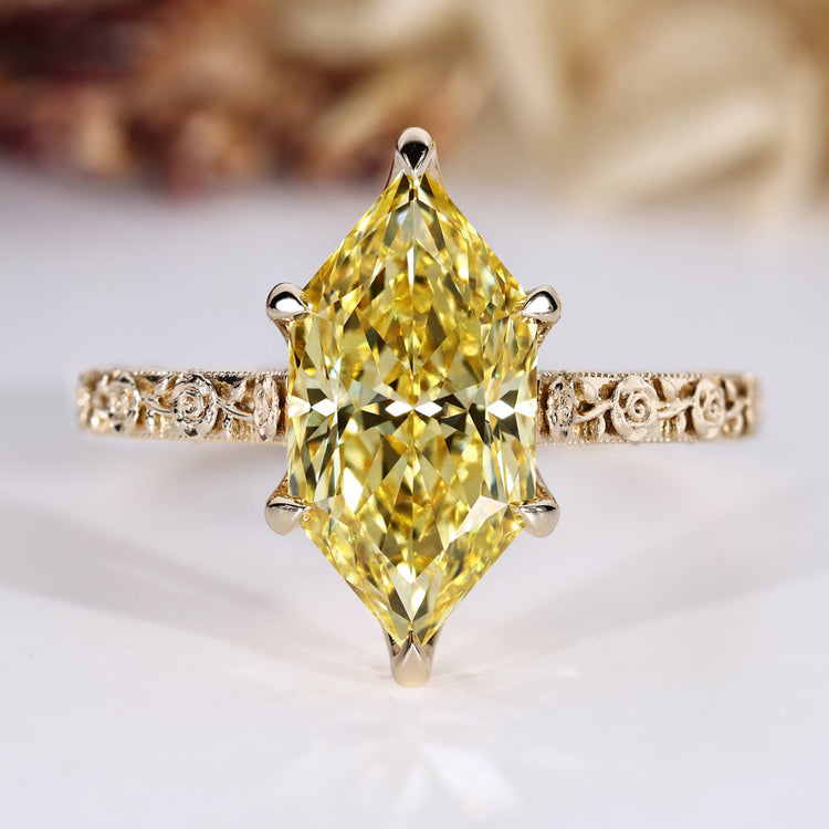 Art Deco diamond ring with yellow Dutch marquise.