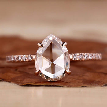 pear rose cut engagement ring