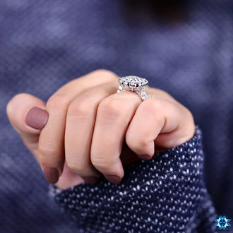 Gorgeous halo engagement ring with intricate details
