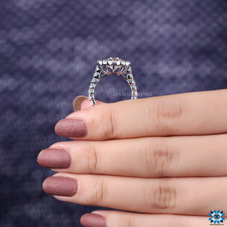 Gorgeous halo engagement ring with intricate details
