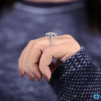 Stunning pave band engagement ring with delicate craftsmanship

