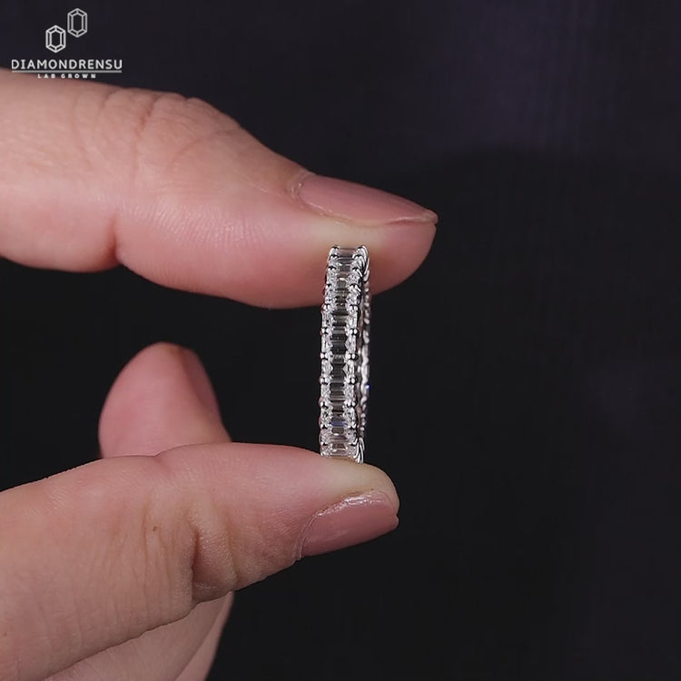 Lab grown diamond wedding band.