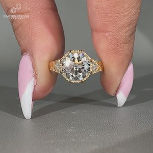 Vintage Style Old European Cut Diamond Ring With Milgrain Details.
