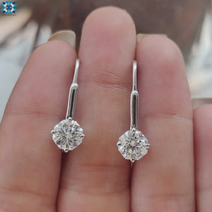Amazing 2.25 TCW Octagon Cut Colorless Moissanite Drop Earrings