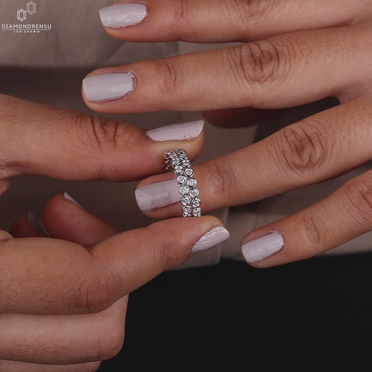 Lab grown diamond wedding band.