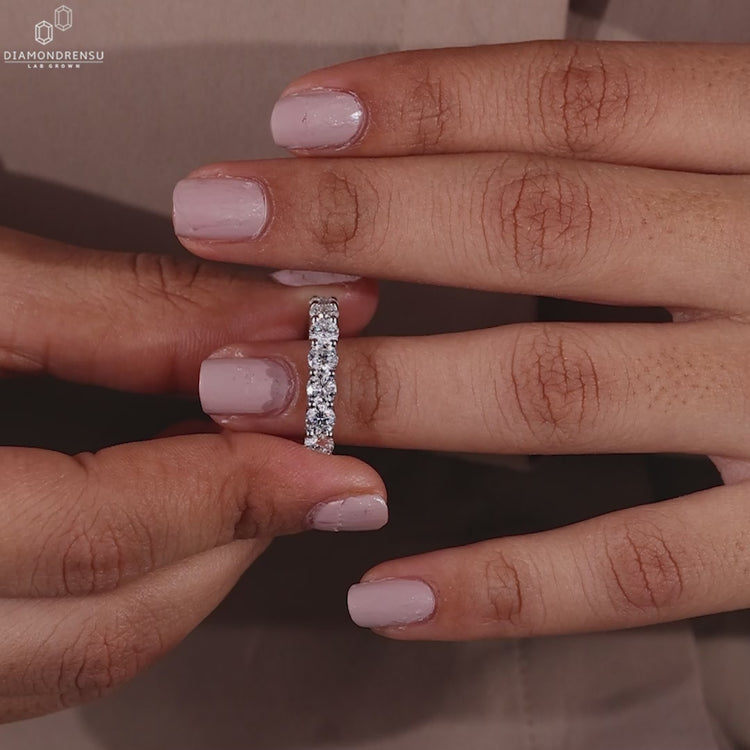 Lab grown diamond wedding band.