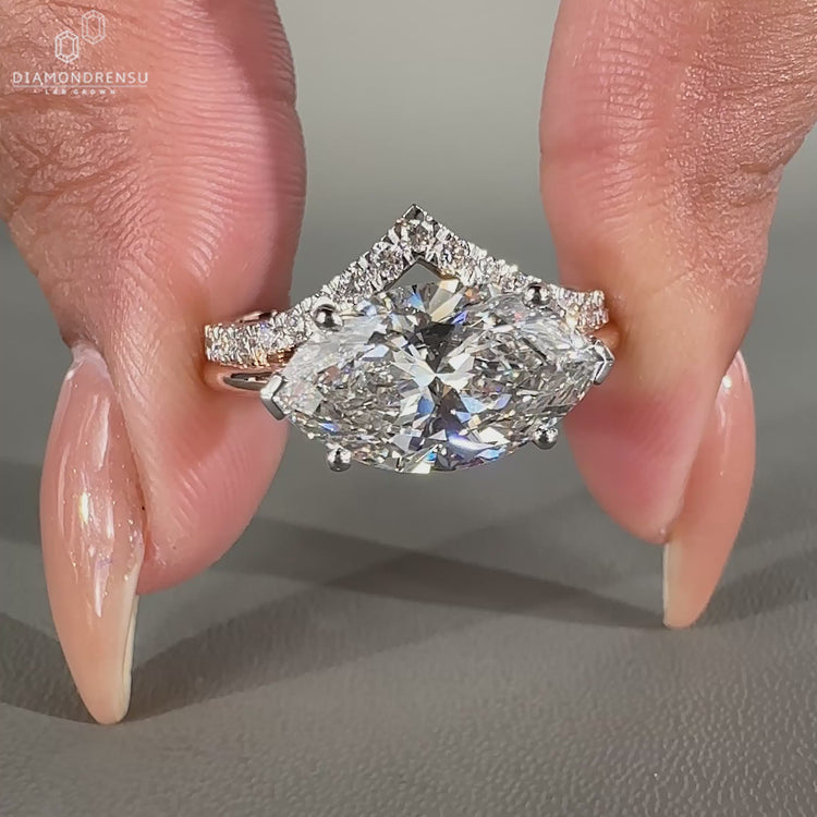 Marquise cut diamond ring in a classic and elegant design.
