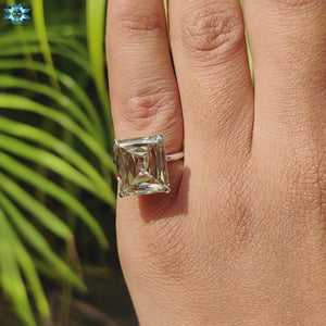Criss cut Moissanite engagement ring for timeless style.