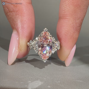 Vintage style pink marquise diamond ring by Diamondrensu.