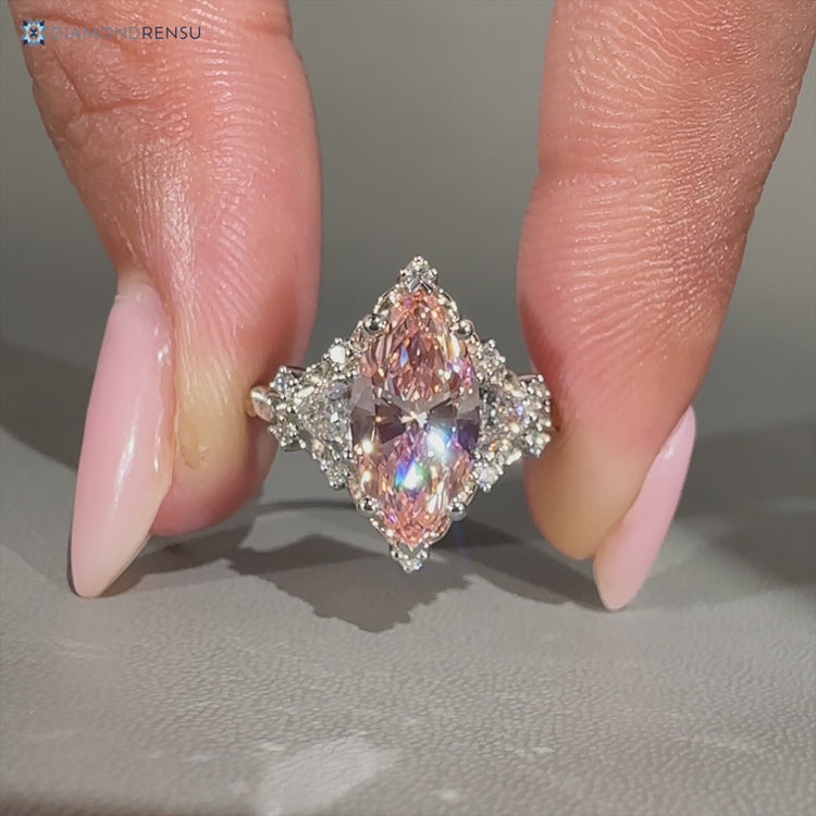 Vintage style pink marquise diamond ring by Diamondrensu.