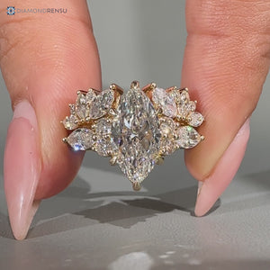 Marquise ring with open gap and tapered shank.