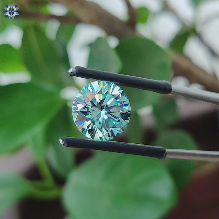 Buy moissanite stone featuring cyan blue moissanite in brilliant cut.
