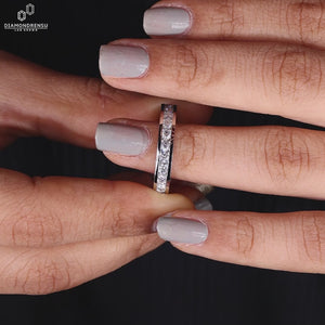 Lab grown diamond wedding band.