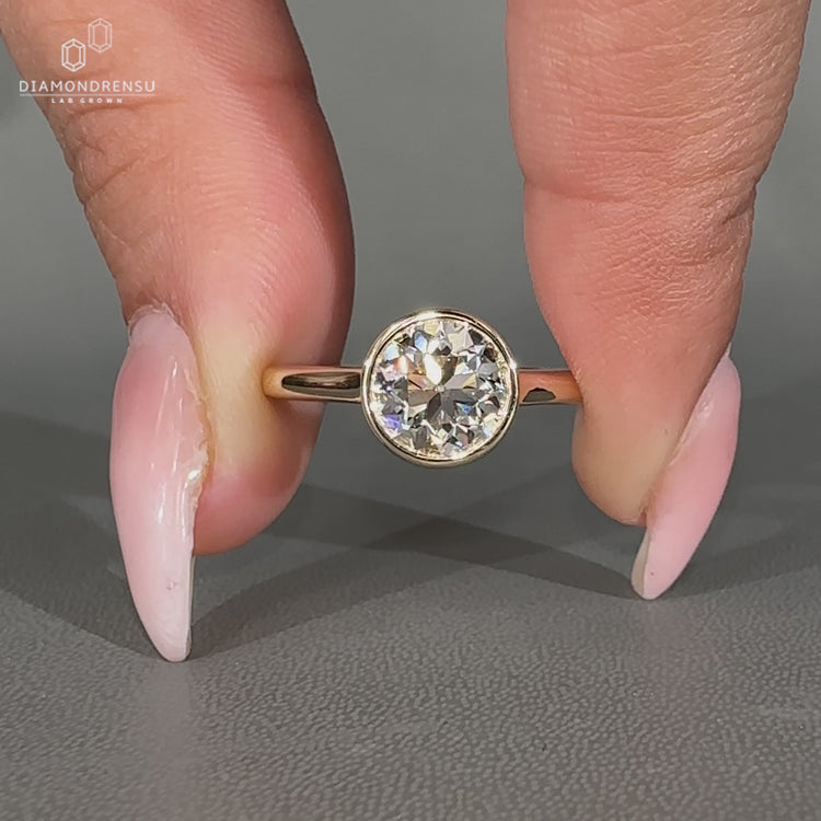 Round OEC Diamond Ring In Classic Solitaire Style.