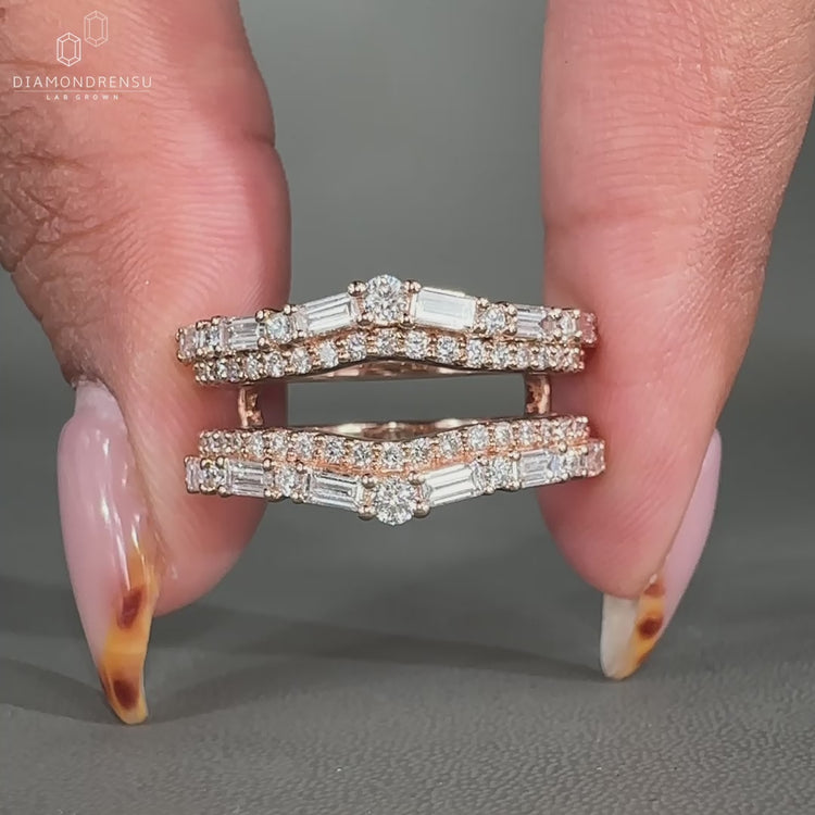 Wedding Ring Enhancers designed with a stylish double row pave band.
