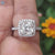 2.96 TCW Cushion Cut with Halo Pave Cathedral Set Moissanite Engagement Ring