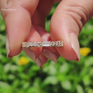 Lab grown diamond wedding band.