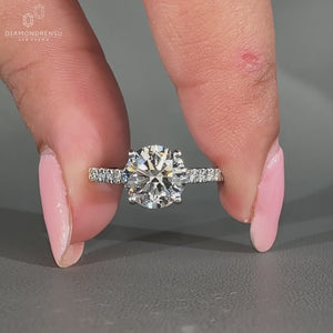 Pave setting ring featuring sparkling lab grown diamonds.
