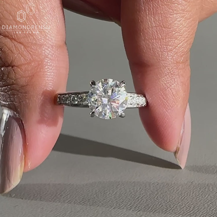 Tapered Engagement Ring Setting with pave detailing for charm.
