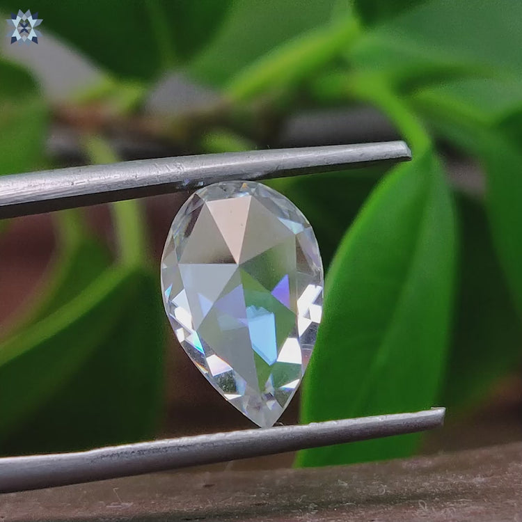 Antique Vintage 2.59 CT Pear Rose Cut Colorless Loose Moissanite