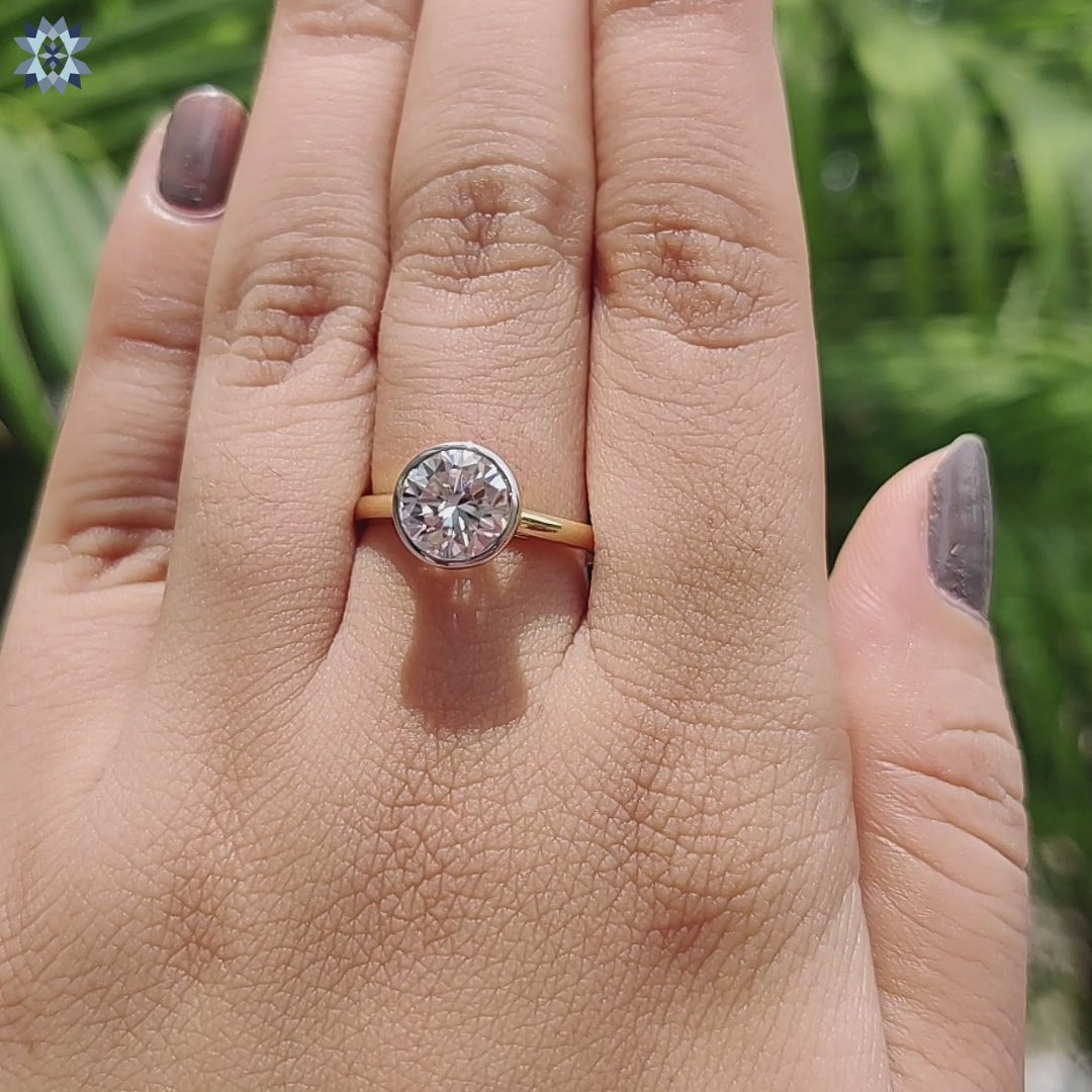 1.87 TCW Round Brilliant Cut Delicate Hidden Halo Moissanite Engagement Ring