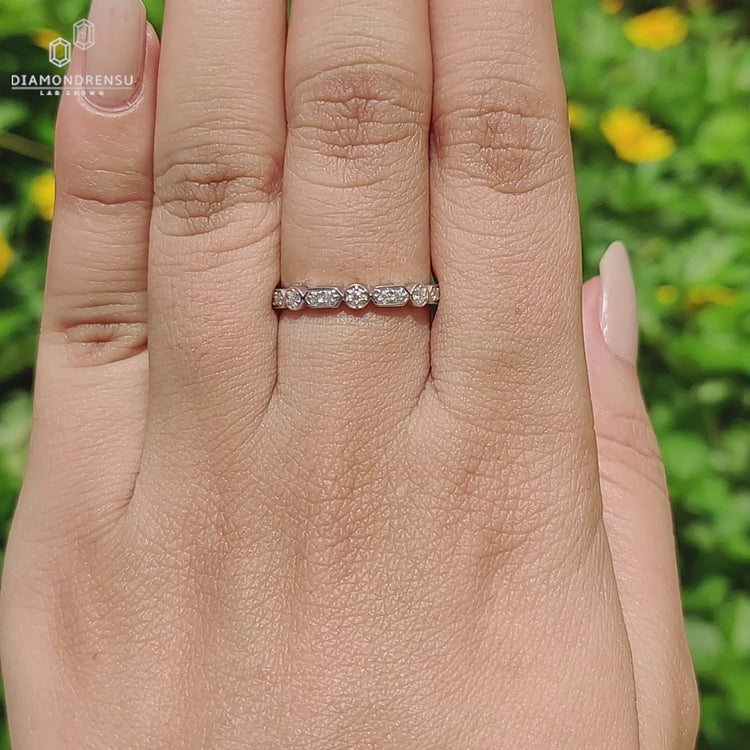 Lab grown diamond wedding band.