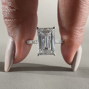 Emerald Cut Engagement Ring in a beautiful white gold setting.
