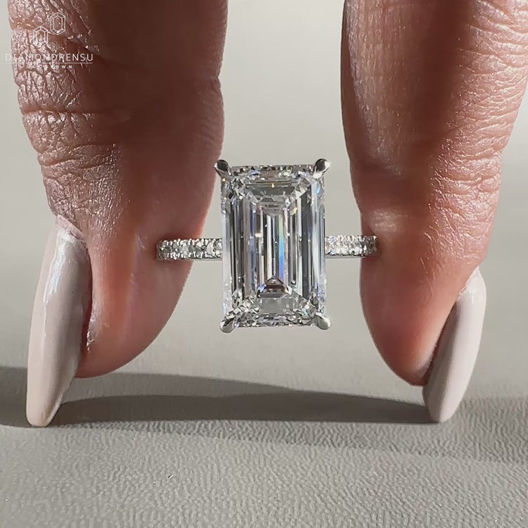 Emerald Cut Engagement Ring in a beautiful white gold setting.
