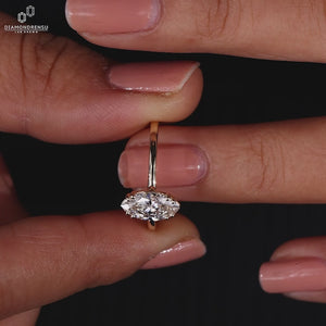 Marquise Engagement Ring set in a classic solitaire style.
