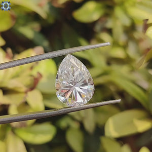 Pear shaped moissanite in 5.43 carat, loose stone for elegant custom settings.
