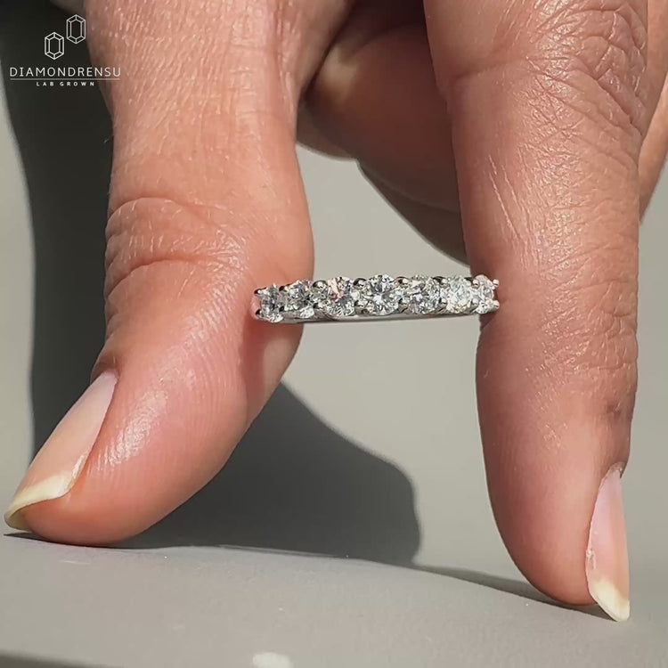 Half Eternity Diamond Wedding Band with classic charm.
