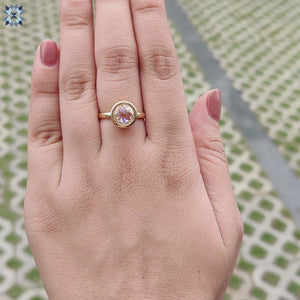 Elegant bezel moissanite ring handcrafted with precision.