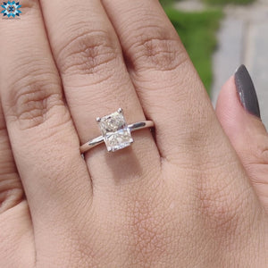 2.01 CT Radiant Cut Moissanite Simple Solitaire Engagement Ring
