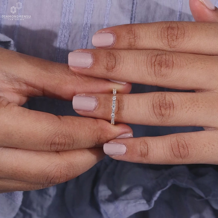 Lab grown diamond wedding band.