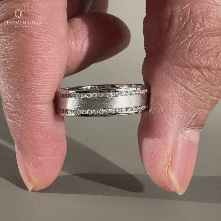 Elegant mens half eternity ring with a timeless appeal.
