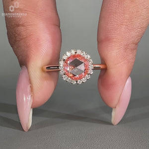 Lab Grown Diamond set in a stunning pink diamond engagement ring.