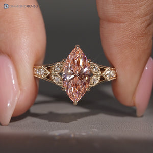 Handmade lab grown diamond ring with IGI certified details.