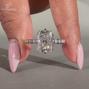 Radiant Cut Lab Grown Diamond Pave Engagement Ring