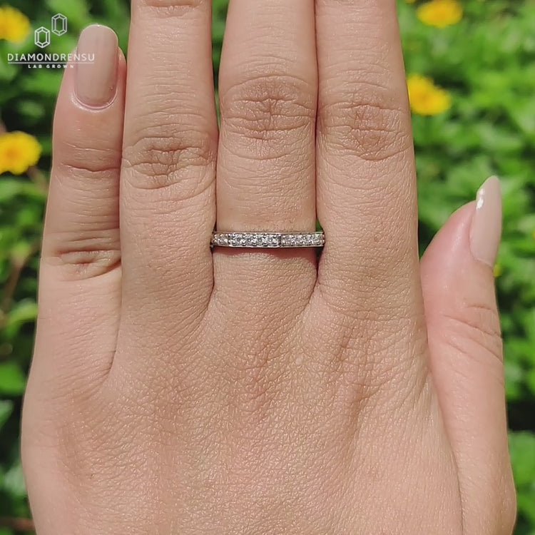 Lab grown diamond wedding band.
