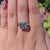 5.13 CT Cushion Cut Moissanite Engagement Ring, Cyan Blue Solitaire Moissanite Ring