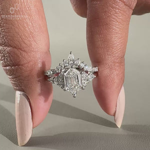 Chevron Wedding Band perfectly paired with an elegant bridal set.
