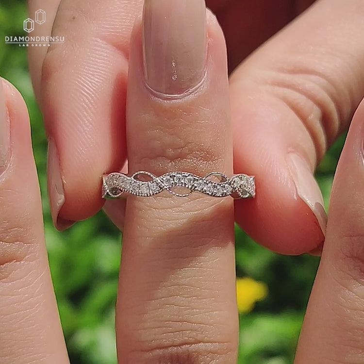 Lab grown diamond wedding band.