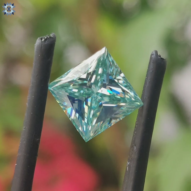 Moissanite loose stone shown in princess cut and 1.75 carat moissanite category.
