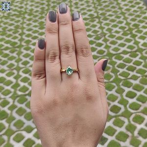 Dark Green Pear Cut Moissanite Solitaire Ring, 1.57 CT Moissanite Engagement Ring, Anniversary Gift Ring