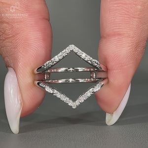 Wrap guard wedding band crafted for perfect ring fit.
