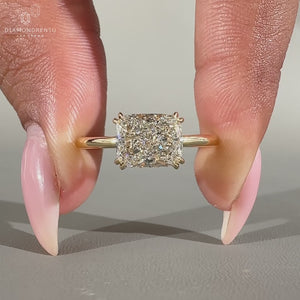 East west engagement ring Lab Grown Diamond