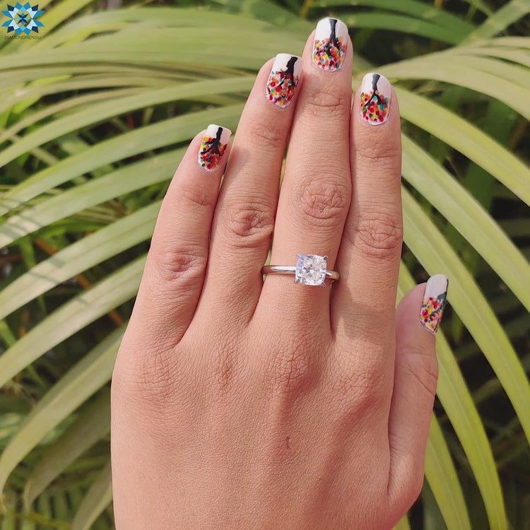 Classic cushion engagement ring in a timeless gold finish.