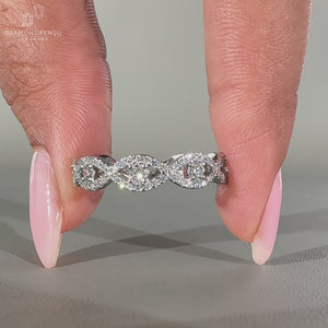 Round diamond wedding band for women.
