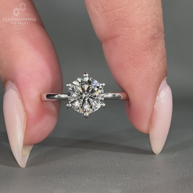 Round diamond solitaire engagement ring designed in white gold, perfect for those who appreciate clean lines and simplicity.
